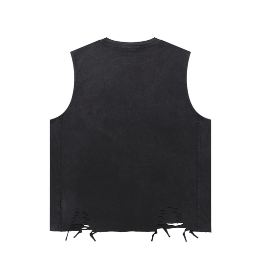 SLEEKZ Snow Washed Raw Hem Tank Top - SLEEKZ