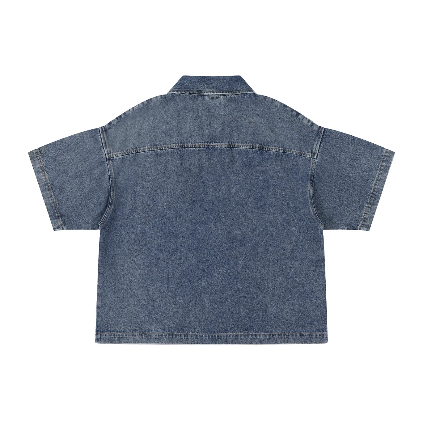 SLEEKZ Vintage Wash Boxy Quarter-Zip Denim Shirt