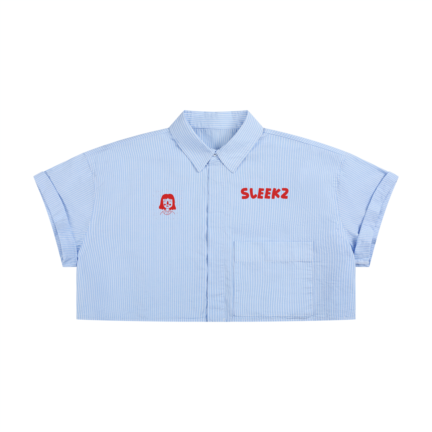 SLEEKZ Striped Boxy Cropped Shirt