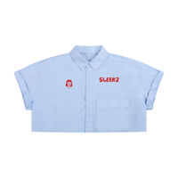 SLEEKZ Striped Boxy Cropped Shirt