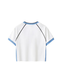 Contrast Trim V - Neck Crop T-Shirt - SLEEKZ