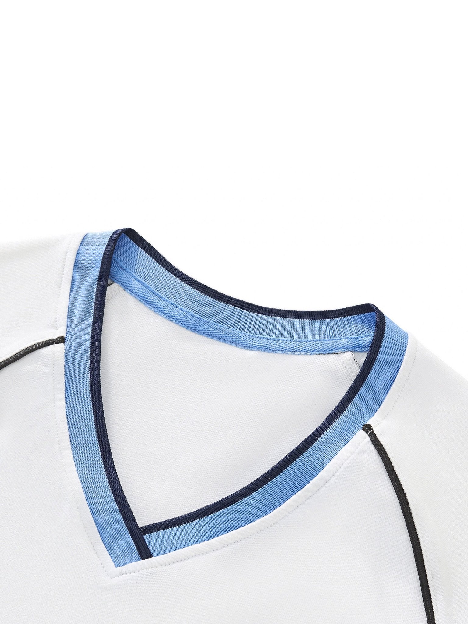 Contrast Trim V - Neck Crop T-Shirt - SLEEKZ