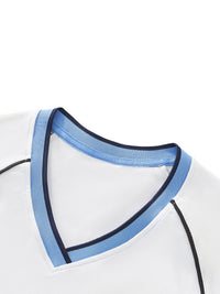 Contrast Trim V - Neck Crop T-Shirt - SLEEKZ