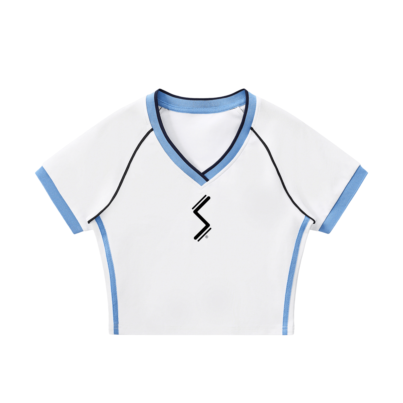 Contrast Trim V - Neck Crop T-Shirt - SLEEKZ