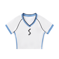 Contrast Trim V - Neck Crop T-Shirt - SLEEKZ