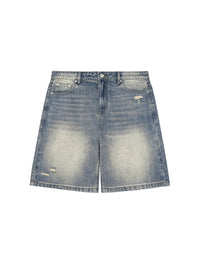 Faded Distressed Baggy Denim Shorts - SLEEKZ