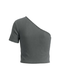 One - Shoulder Crop T-Shirt | SLEEKZ Signature - SLEEKZ