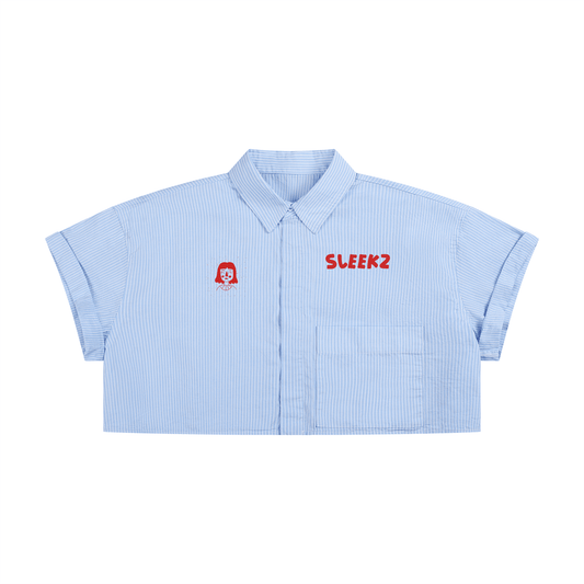 SLEEKZ Striped Boxy Cropped Shirt - SLEEKZ