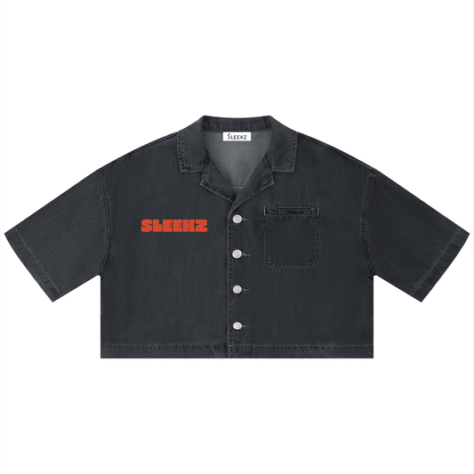 Sleekz Vintage Wash Boxy Cropped Shirt - SLEEKZ