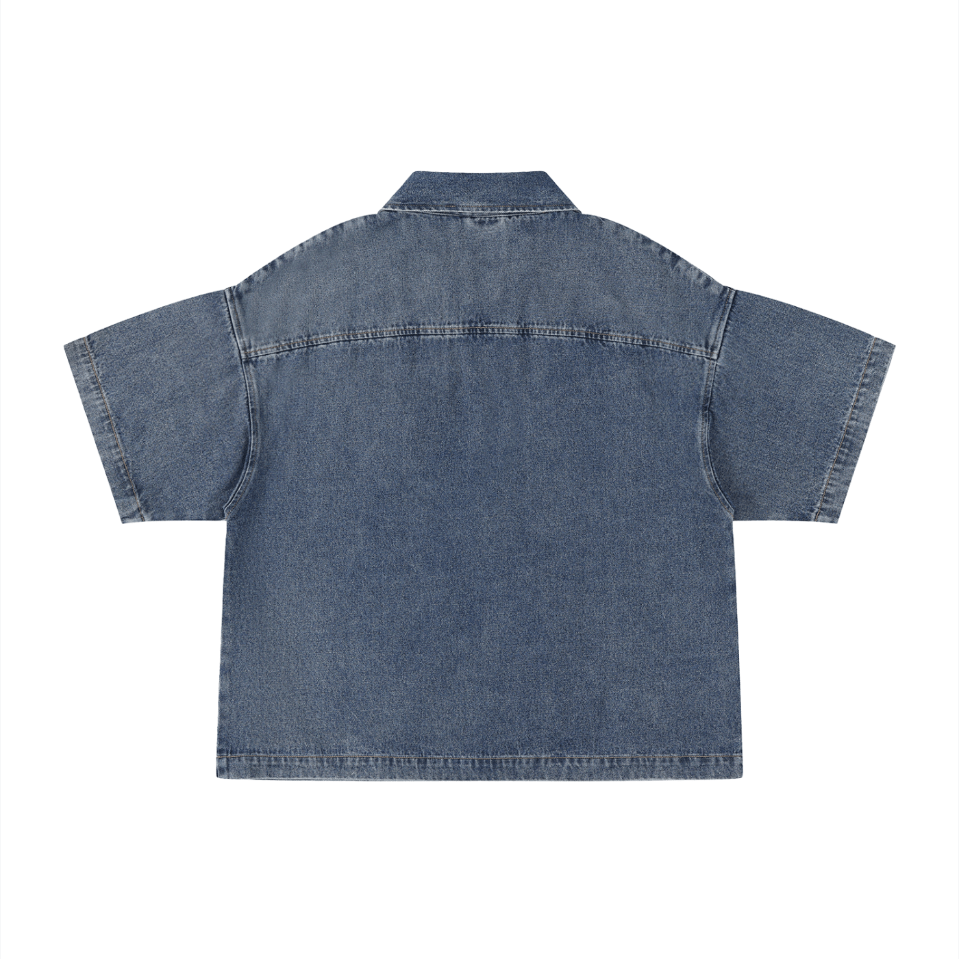SLEEKZ Vintage Wash Boxy Quarter-Zip Denim Shirt - SLEEKZ