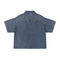 SLEEKZ Vintage Wash Boxy Quarter-Zip Denim Shirt - SLEEKZ