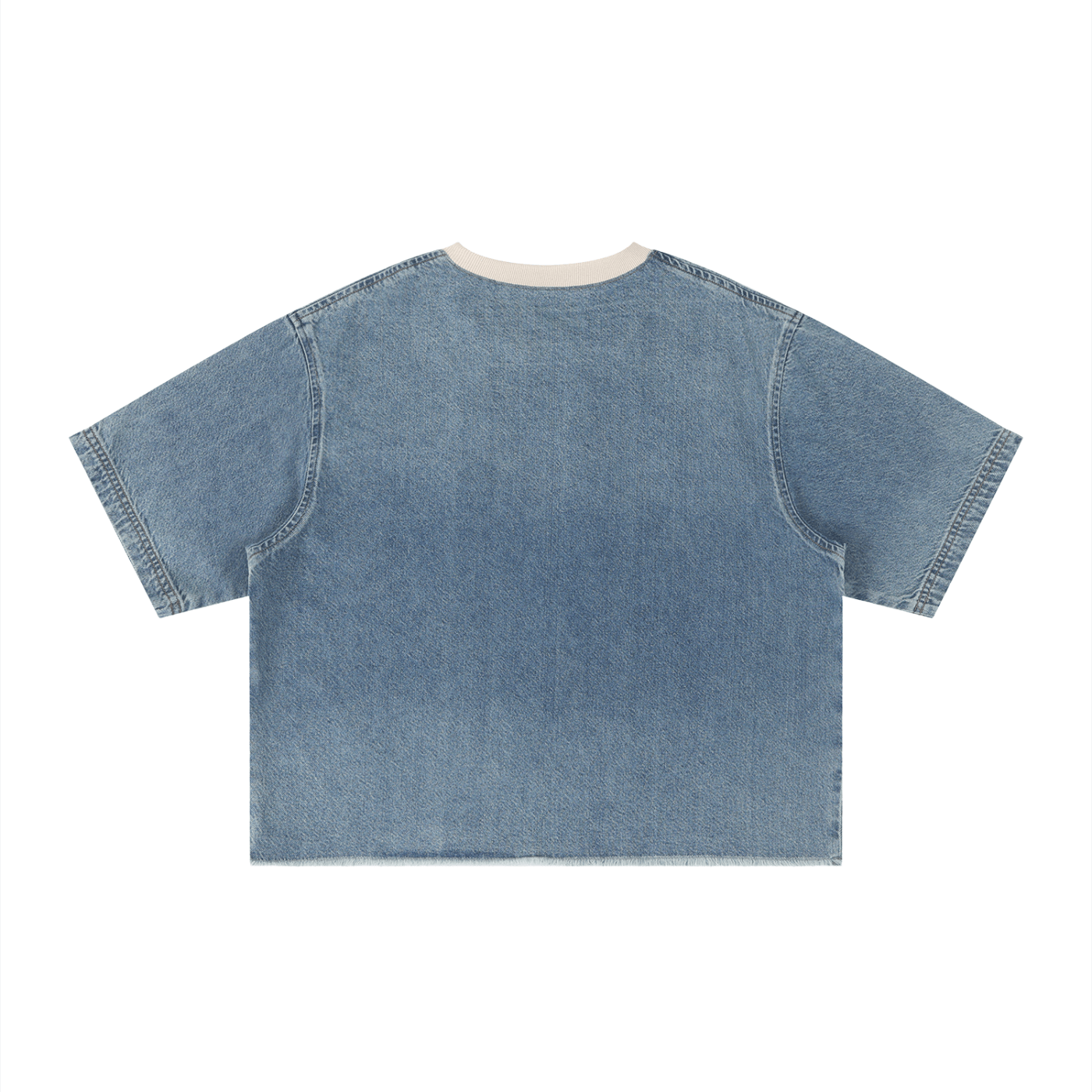 SLEEKZ Vintage Wash Boxy Raw Hem Denim T-Shirt - SLEEKZ