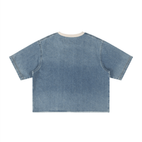 SLEEKZ Vintage Wash Boxy Raw Hem Denim T-Shirt - SLEEKZ