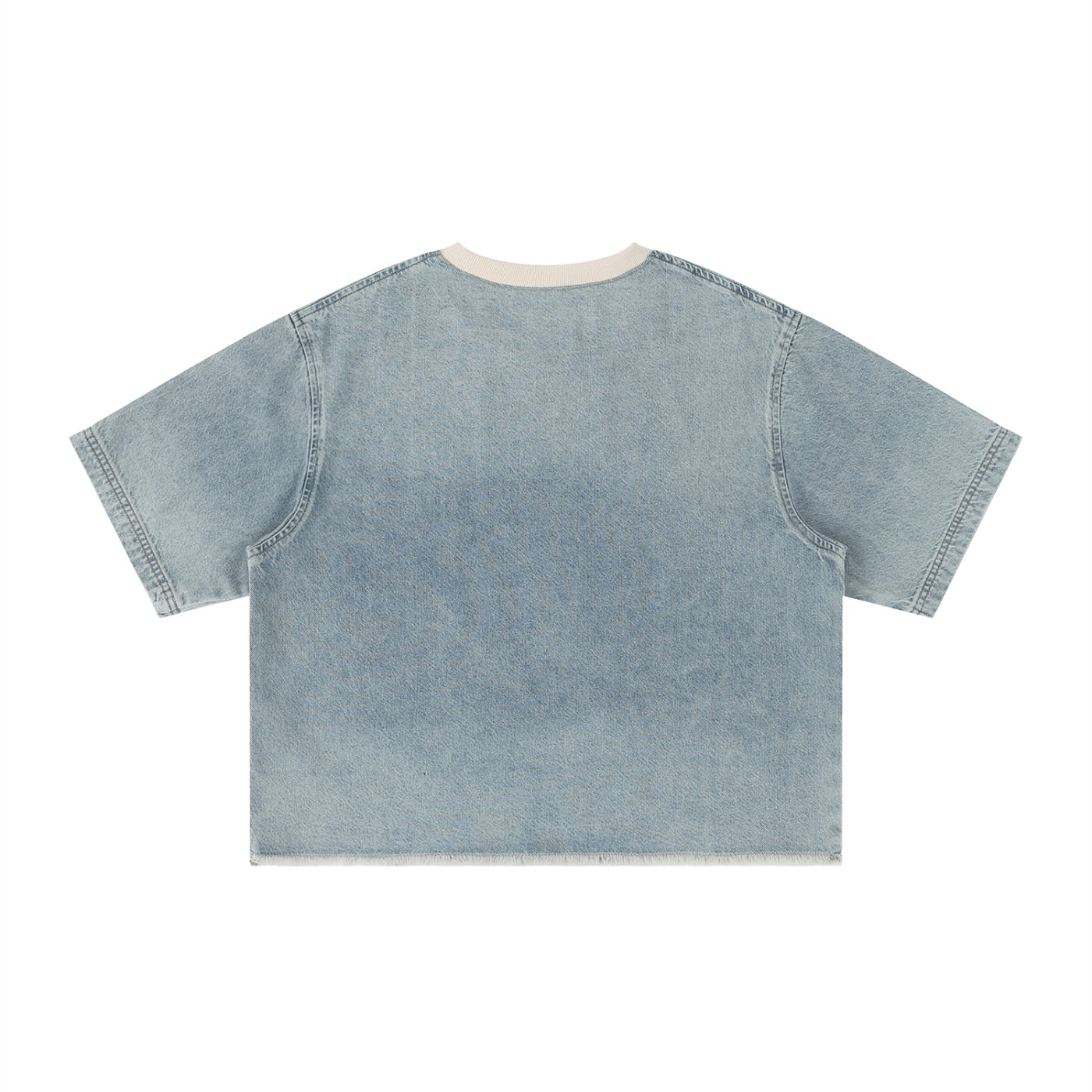 SLEEKZ Vintage Wash Boxy Raw Hem Denim T-Shirt - SLEEKZ