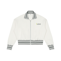 Striped Rib Collar Zip Jacket - SLEEKZ