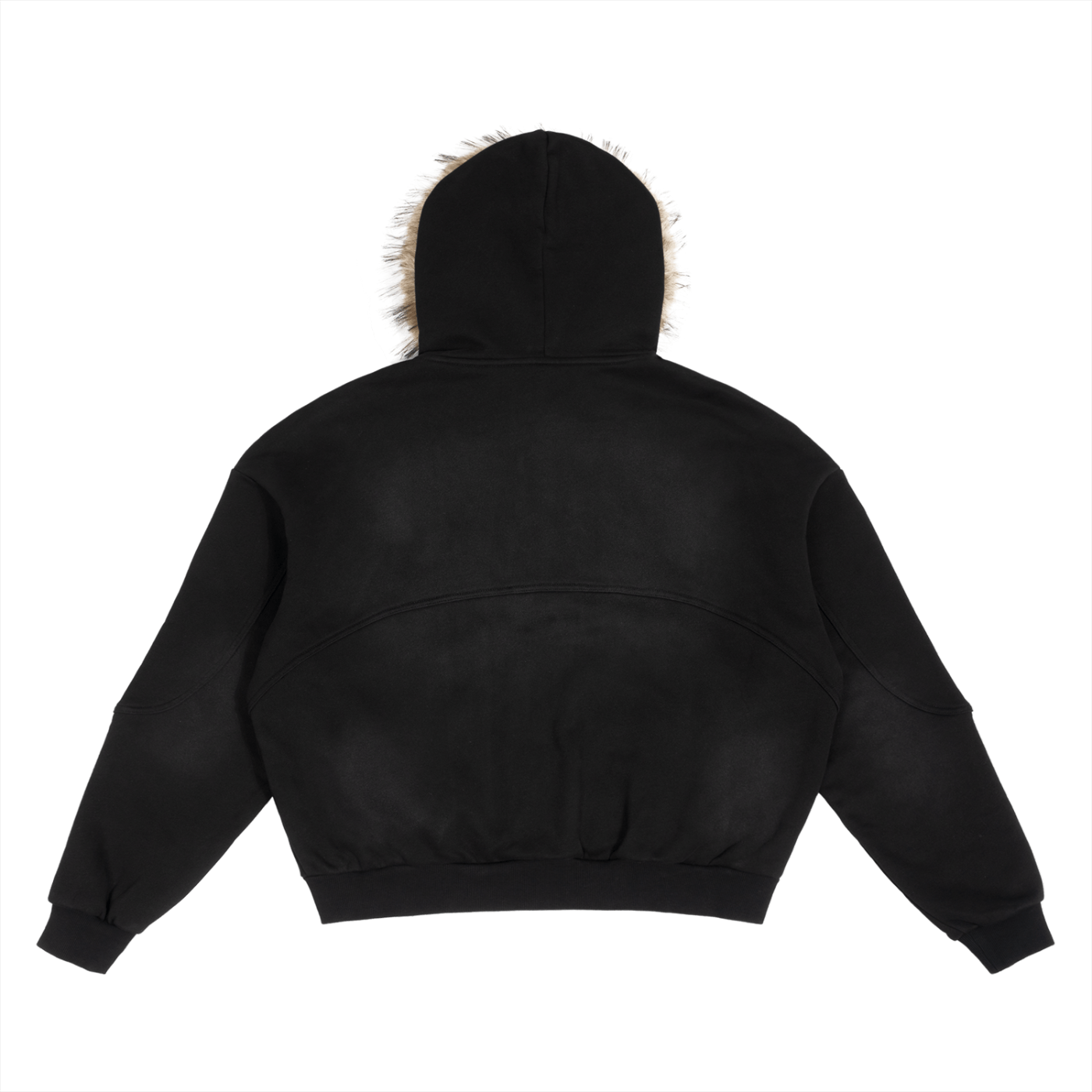 Sun Fade Boxy Detachable Fur Hoodie - SLEEKZ