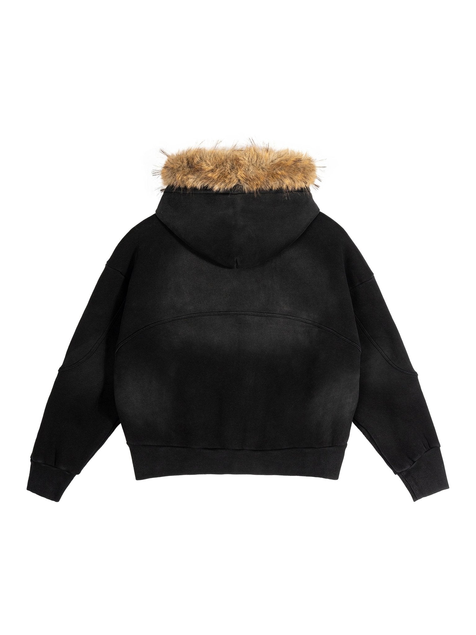 Sun Fade Boxy Detachable Fur Hoodie - SLEEKZ