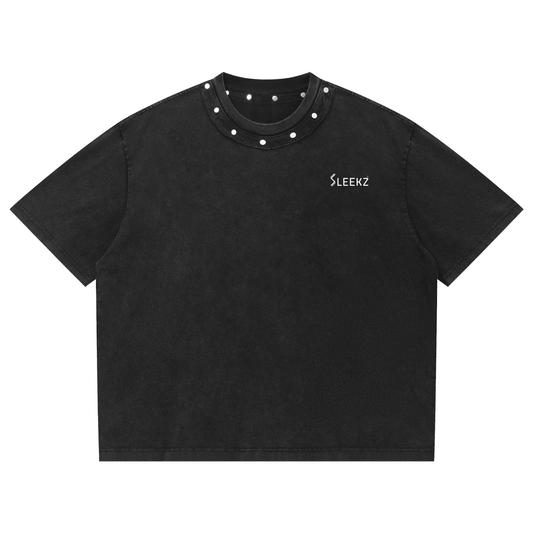 Unisex Washed Boxy Studded T-Shirt - SLEEKZ