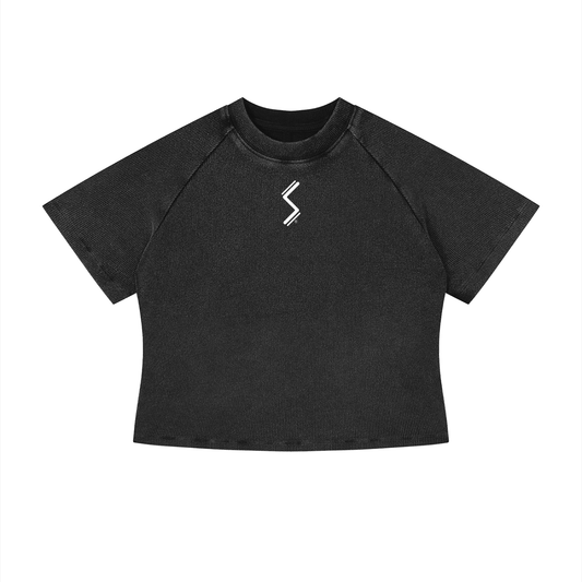 Women's Mineral Wash Crop T-Shirt - SLEEKZ