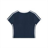 Women's Retro Binding V - Neck Crop T-Shirt - SLEEKZ