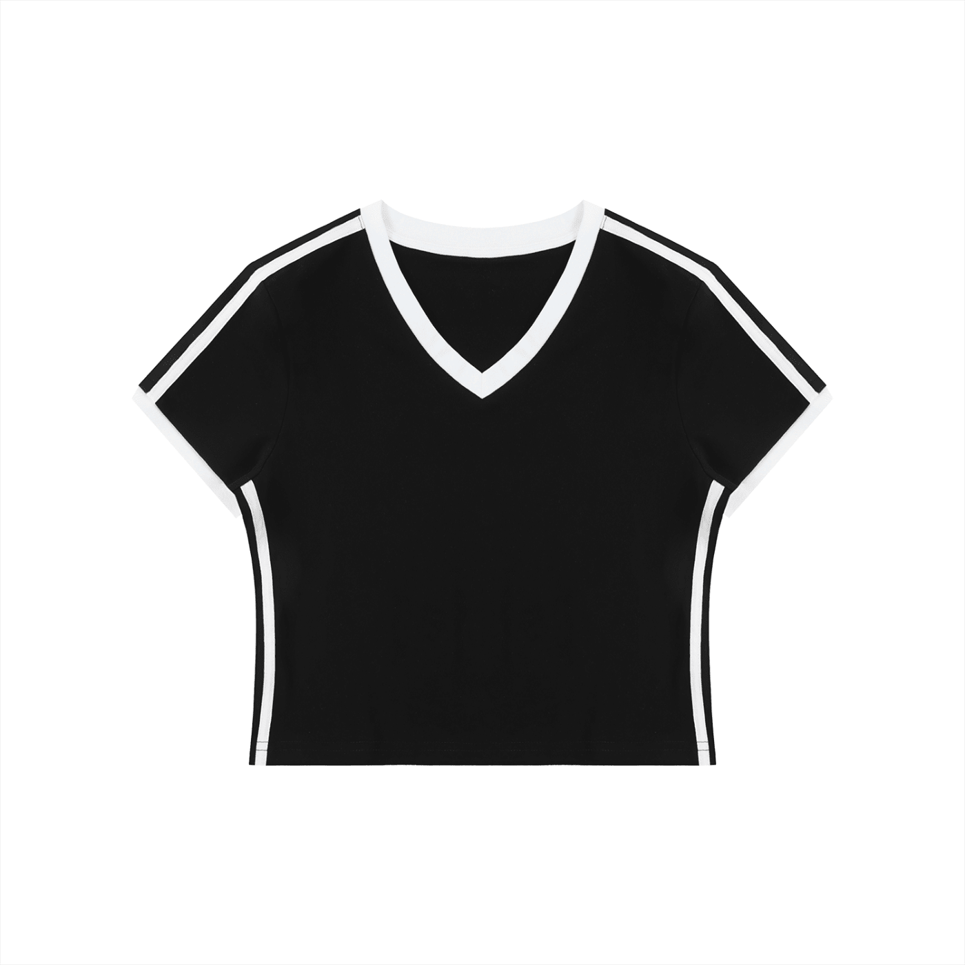 Women's Retro Binding V - Neck Crop T-Shirt - SLEEKZ