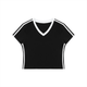 Women's Retro Binding V - Neck Crop T-Shirt - SLEEKZ