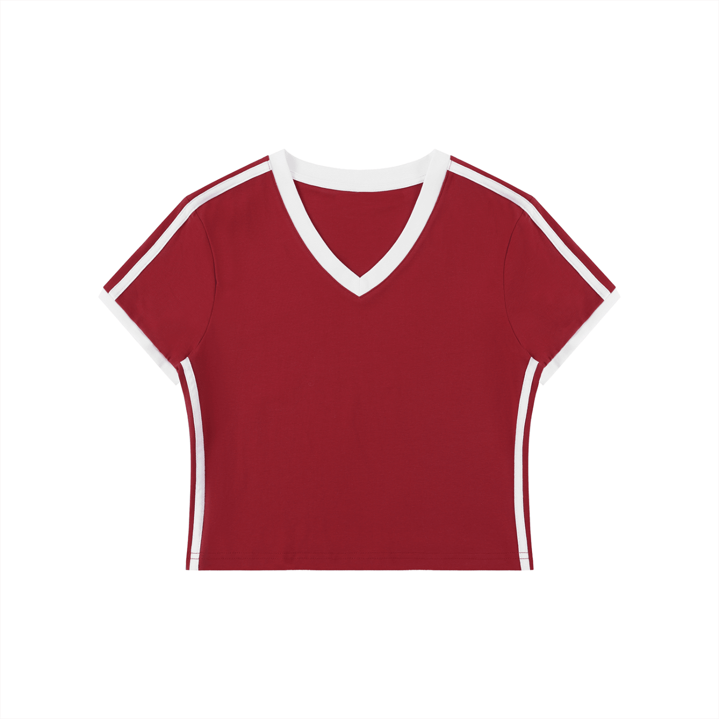Women's Retro Binding V - Neck Crop T-Shirt - SLEEKZ