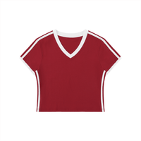 Women's Retro Binding V - Neck Crop T-Shirt - SLEEKZ