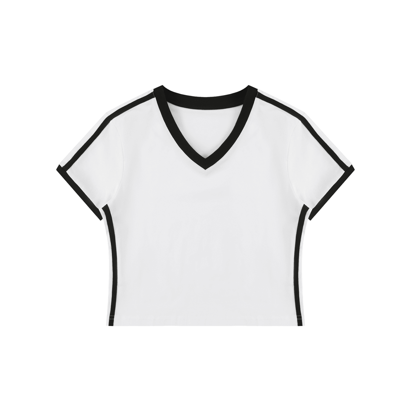 Women's Retro Binding V - Neck Crop T-Shirt - SLEEKZ