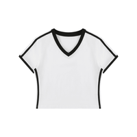 Women's Retro Binding V - Neck Crop T-Shirt - SLEEKZ