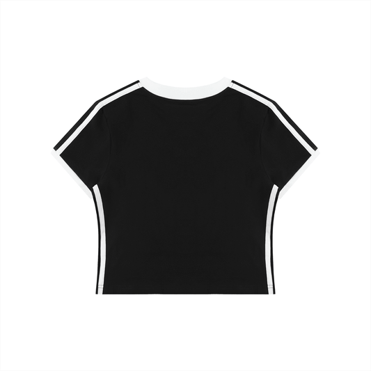 Women's Retro Binding V - Neck Crop T-Shirt - SLEEKZ
