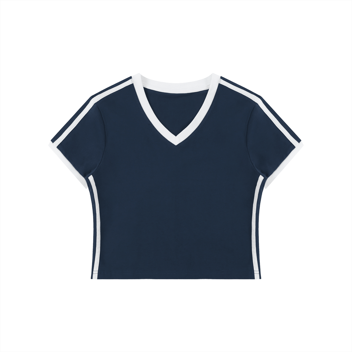 Women's Retro Binding V - Neck Crop T-Shirt - SLEEKZ