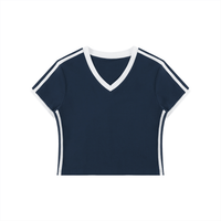 Women's Retro Binding V - Neck Crop T-Shirt - SLEEKZ